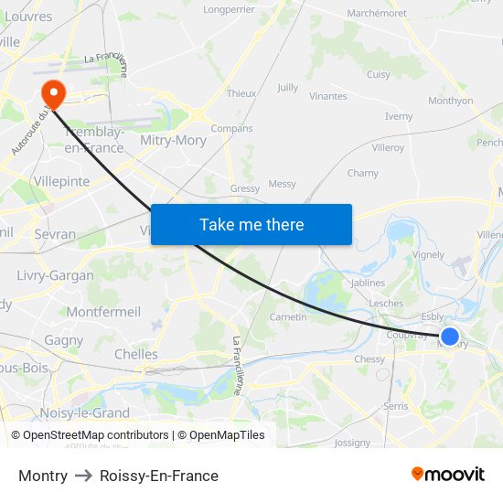 Montry to Roissy-En-France map