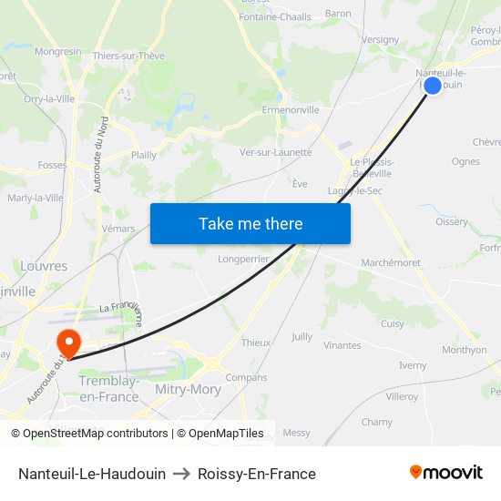 Nanteuil-Le-Haudouin to Roissy-En-France map