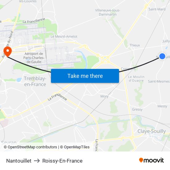 Nantouillet to Roissy-En-France map