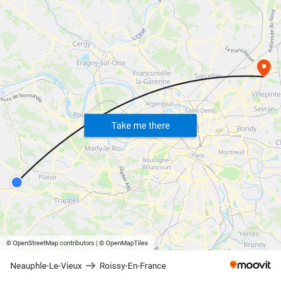 Neauphle-Le-Vieux to Roissy-En-France map