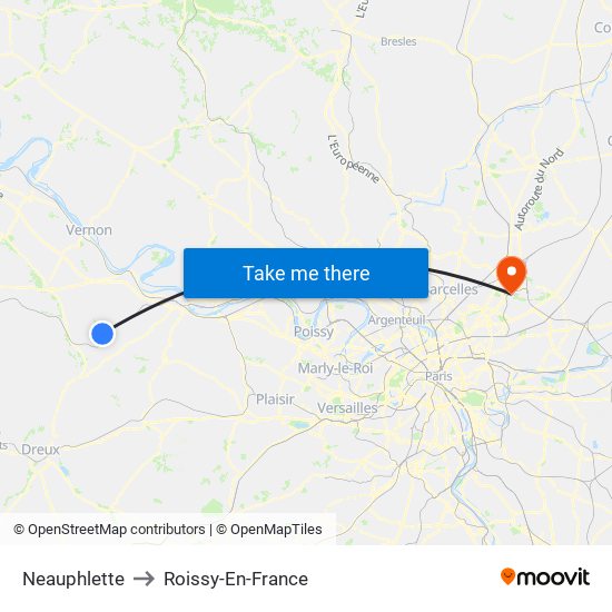 Neauphlette to Roissy-En-France map