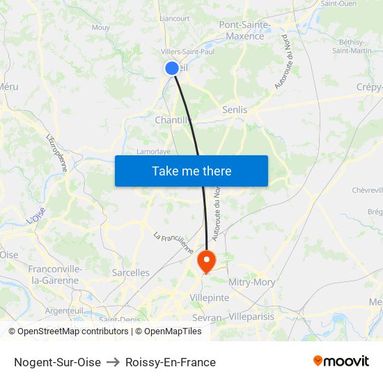 Nogent-Sur-Oise to Roissy-En-France map