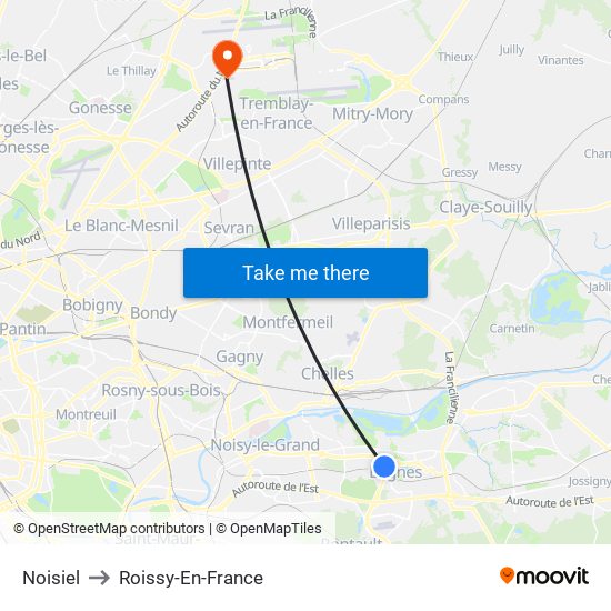 Noisiel to Roissy-En-France map