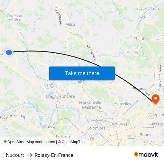 Nucourt to Roissy-En-France map