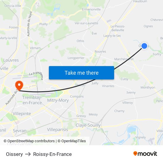 Oissery to Roissy-En-France map