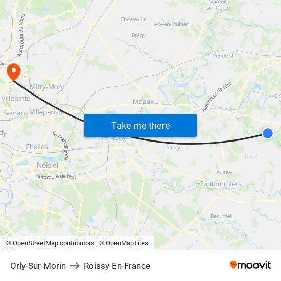 Orly-Sur-Morin to Roissy-En-France map