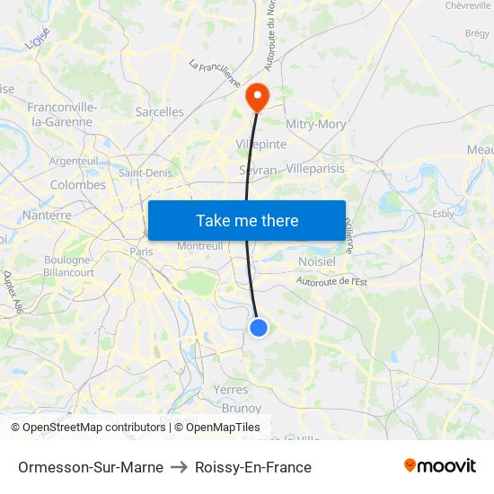 Ormesson-Sur-Marne to Roissy-En-France map