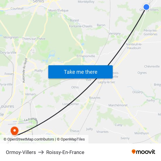 Ormoy-Villers to Roissy-En-France map