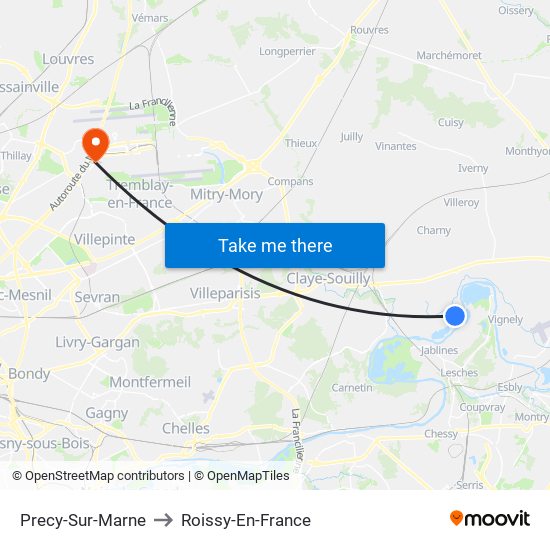 Precy-Sur-Marne to Roissy-En-France map