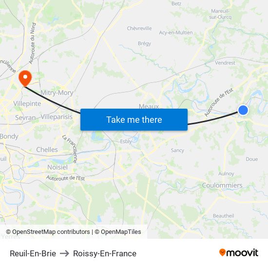 Reuil-En-Brie to Roissy-En-France map