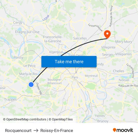 Rocquencourt to Roissy-En-France map