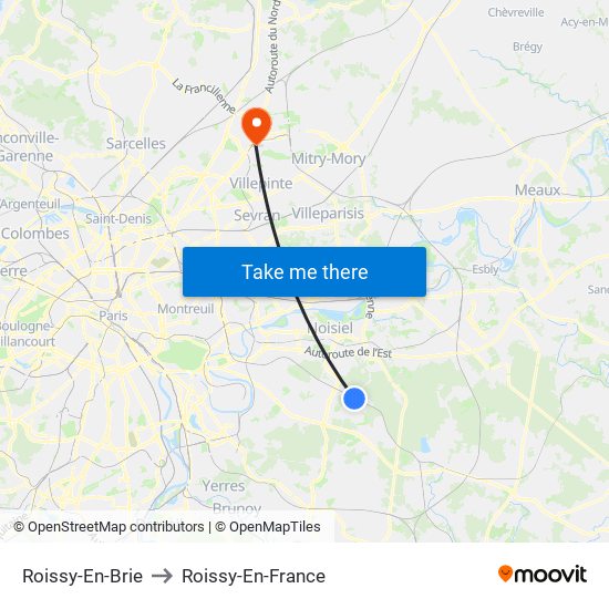 Roissy-En-Brie to Roissy-En-France map