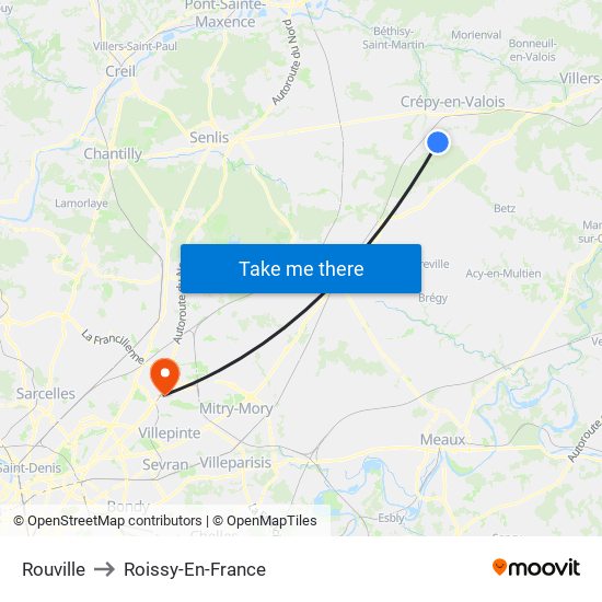 Rouville to Roissy-En-France map