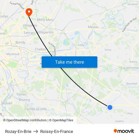 Rozay-En-Brie to Roissy-En-France map