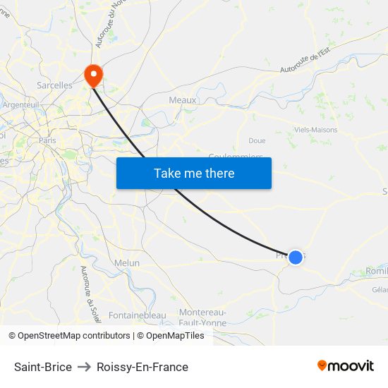 Saint-Brice to Roissy-En-France map