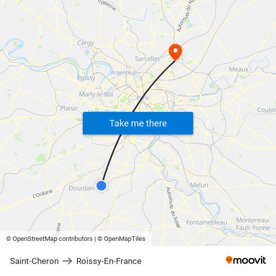 Saint-Cheron to Roissy-En-France map