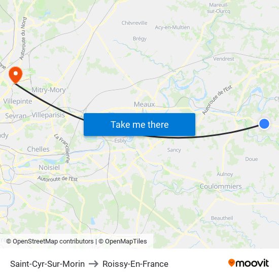 Saint-Cyr-Sur-Morin to Roissy-En-France map