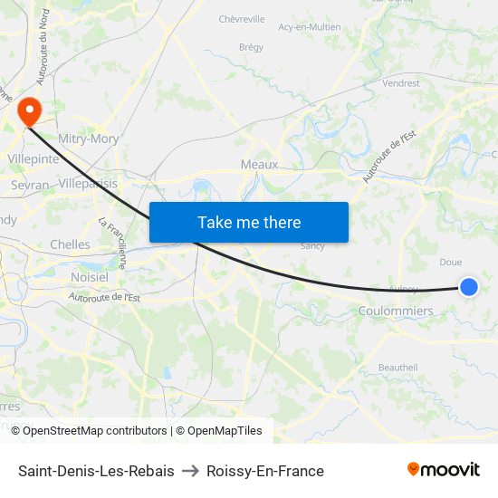 Saint-Denis-Les-Rebais to Roissy-En-France map