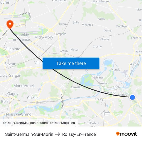 Saint-Germain-Sur-Morin to Roissy-En-France map