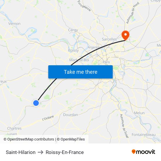 Saint-Hilarion to Roissy-En-France map