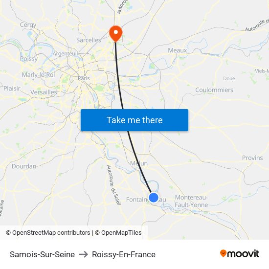 Samois-Sur-Seine to Roissy-En-France map