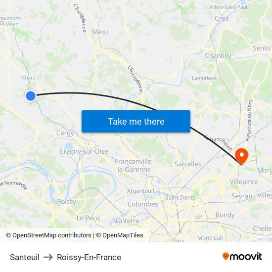 Santeuil to Roissy-En-France map