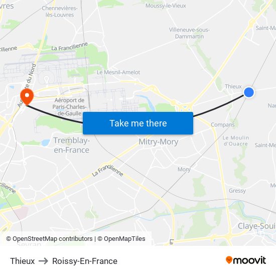 Thieux to Roissy-En-France map