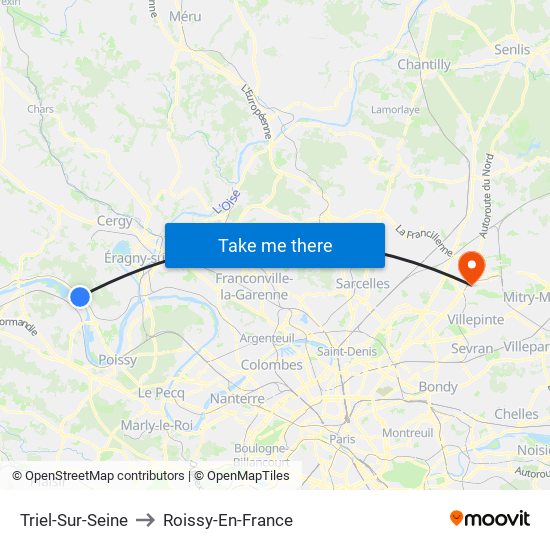 Triel-Sur-Seine to Roissy-En-France map