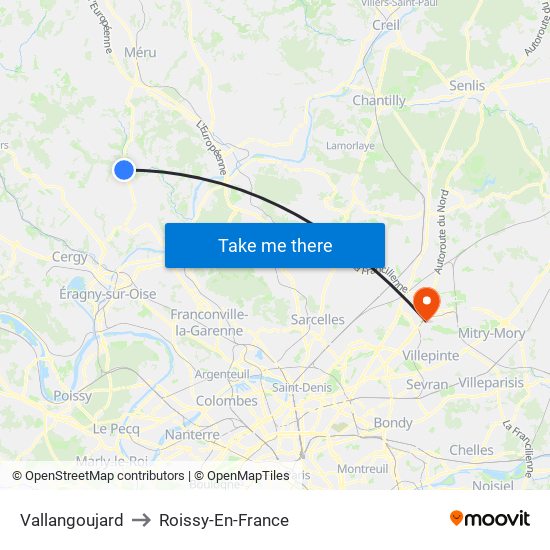 Vallangoujard to Roissy-En-France map