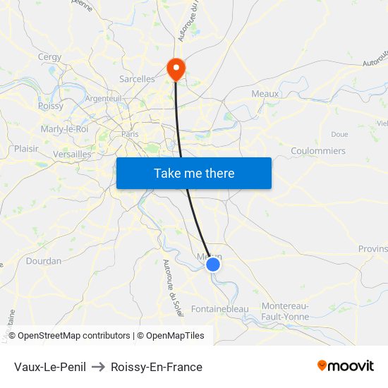 Vaux-Le-Penil to Roissy-En-France map