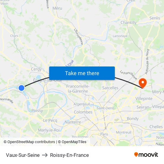 Vaux-Sur-Seine to Roissy-En-France map