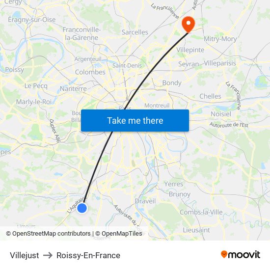 Villejust to Roissy-En-France map