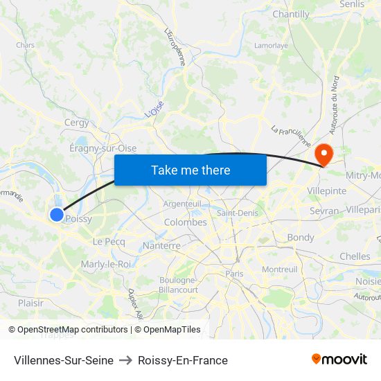 Villennes-Sur-Seine to Roissy-En-France map