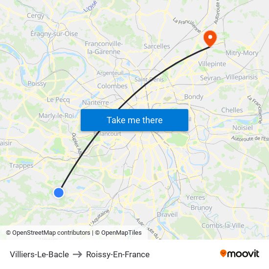Villiers-Le-Bacle to Roissy-En-France map