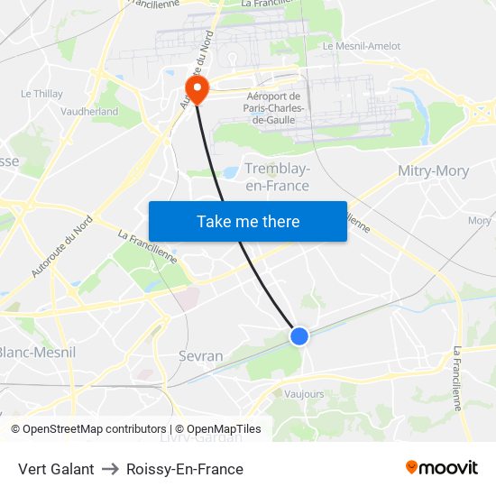 Vert Galant to Roissy-En-France map