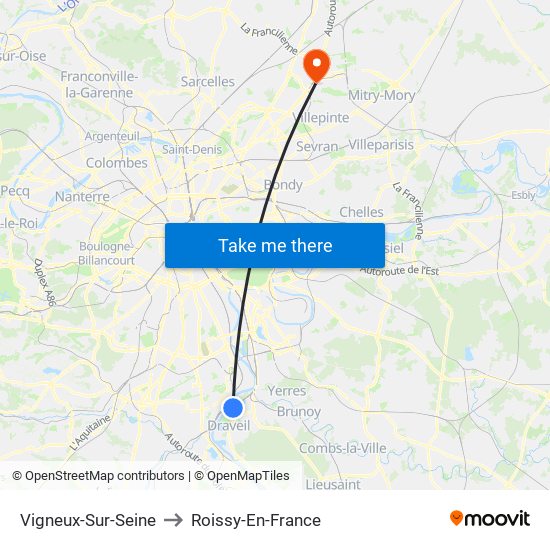 Vigneux-Sur-Seine to Roissy-En-France map