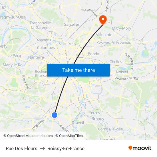 Rue Des Fleurs to Roissy-En-France map