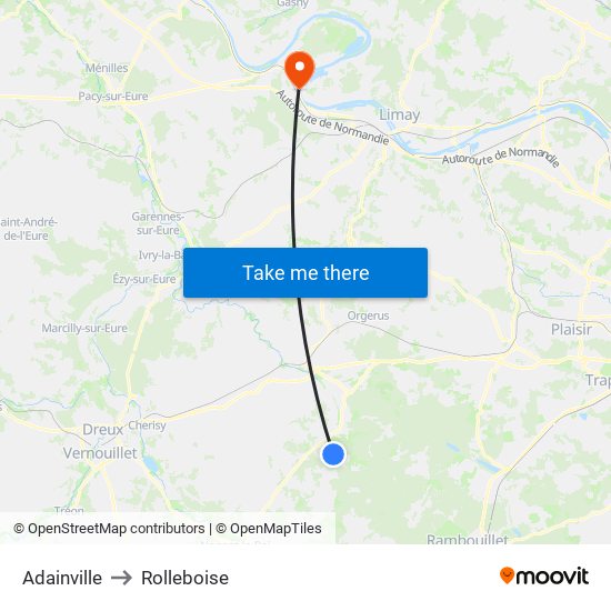 Adainville to Rolleboise map