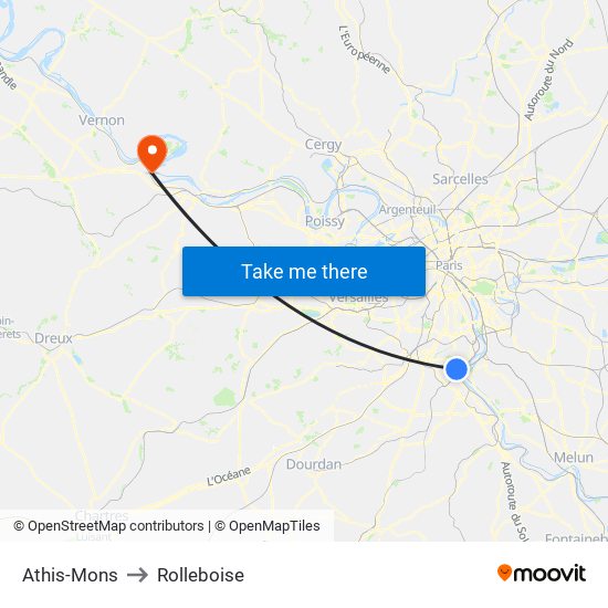 Athis-Mons to Rolleboise map