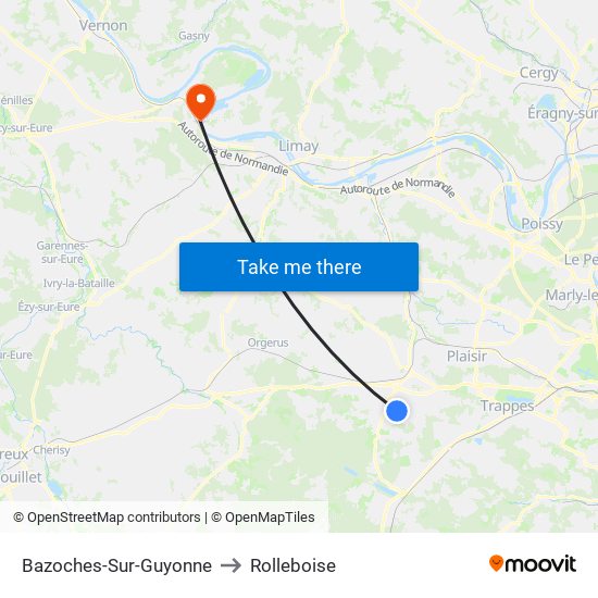 Bazoches-Sur-Guyonne to Rolleboise map