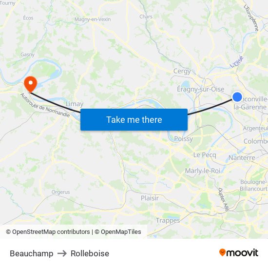 Beauchamp to Rolleboise map