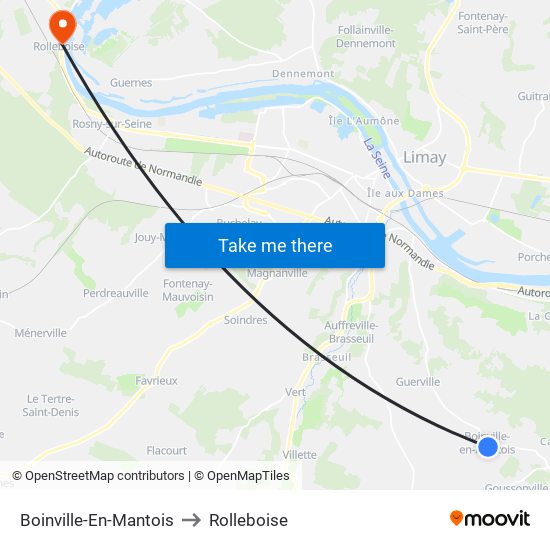 Boinville-En-Mantois to Rolleboise map