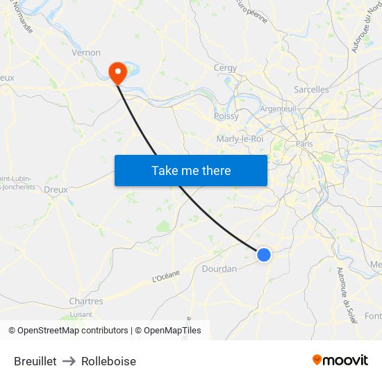 Breuillet to Rolleboise map