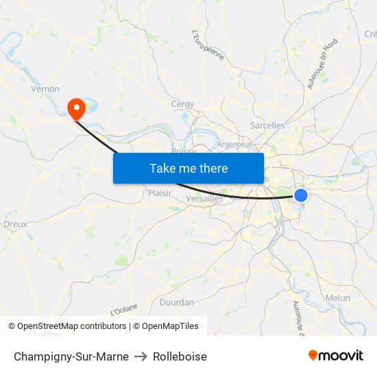 Champigny-Sur-Marne to Rolleboise map