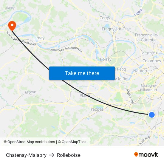 Chatenay-Malabry to Rolleboise map