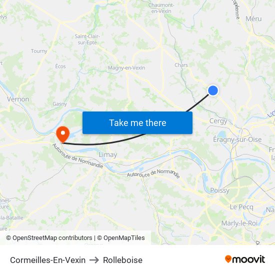 Cormeilles-En-Vexin to Rolleboise map