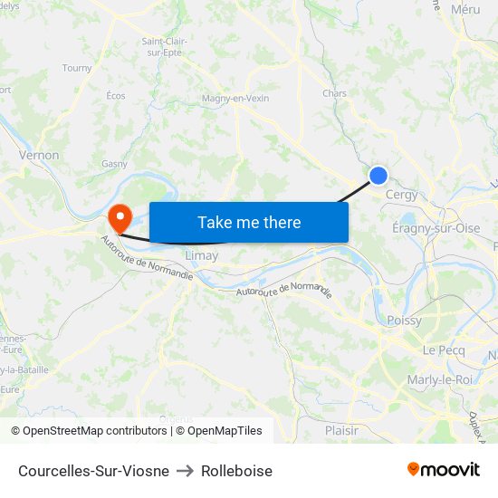 Courcelles-Sur-Viosne to Rolleboise map