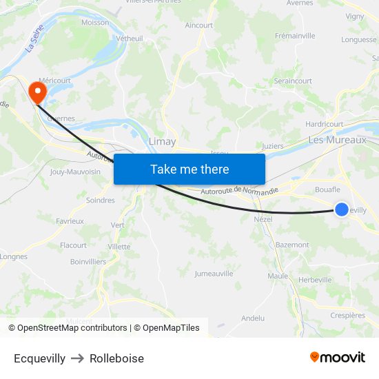 Ecquevilly to Rolleboise map