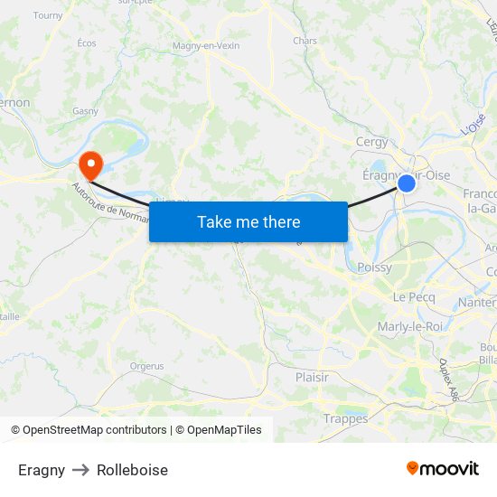 Eragny to Rolleboise map