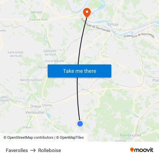 Faverolles to Rolleboise map